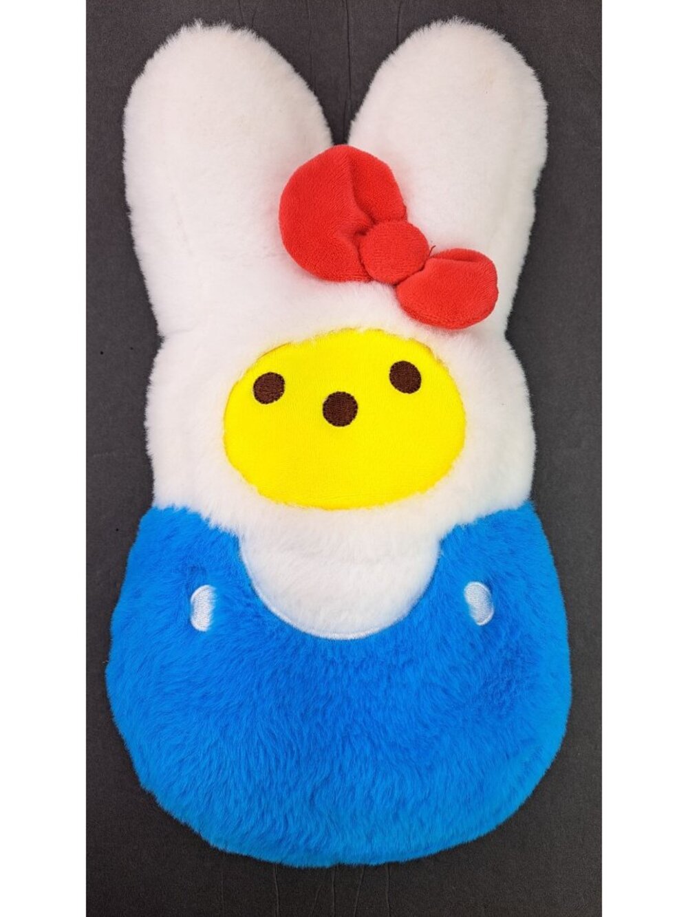 Hello Kitty x Peeps Plush Bunny Toy Red Bow Blue Outfit Stuffed Animal 13 Inches